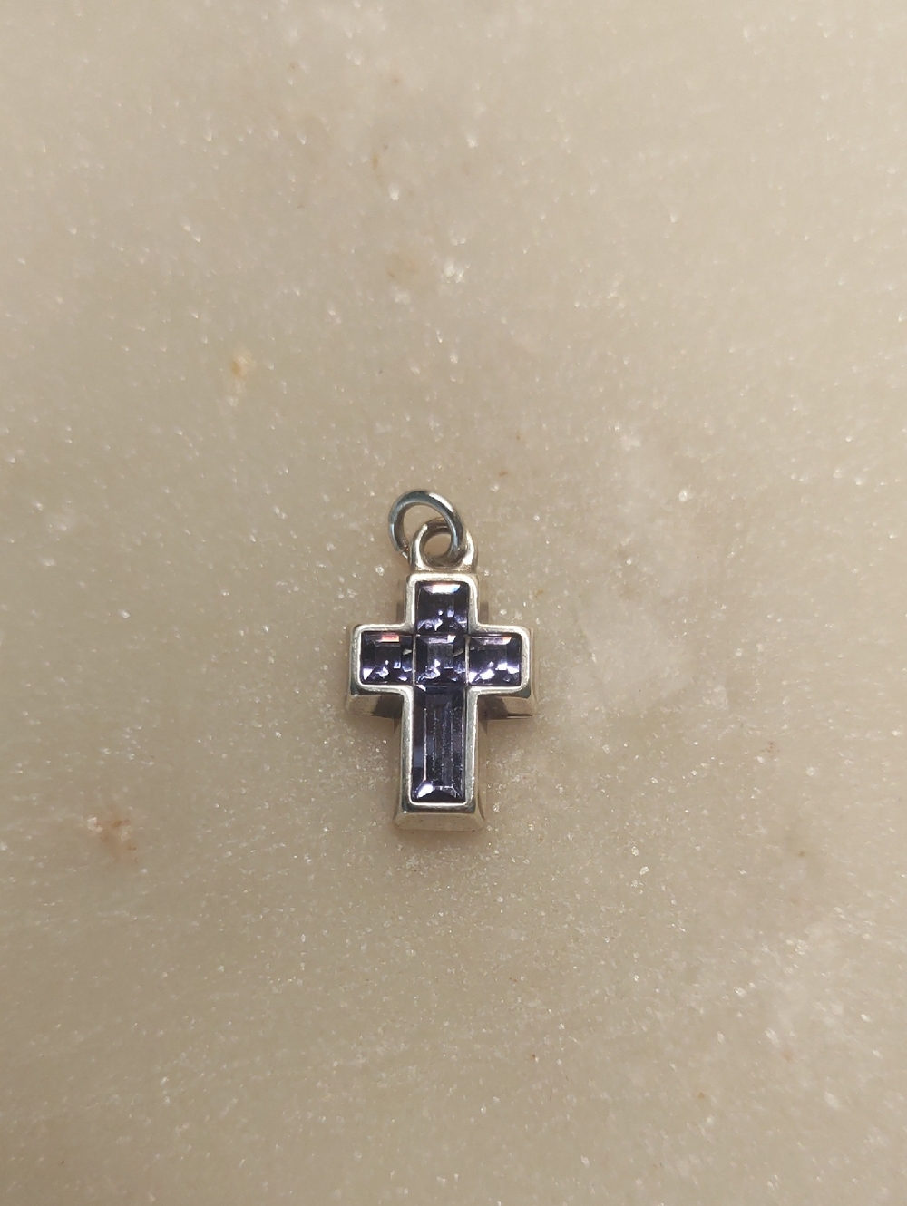 Brighton Purple Crystal Cross Pendant Charm Deep Amythest - Retired Color